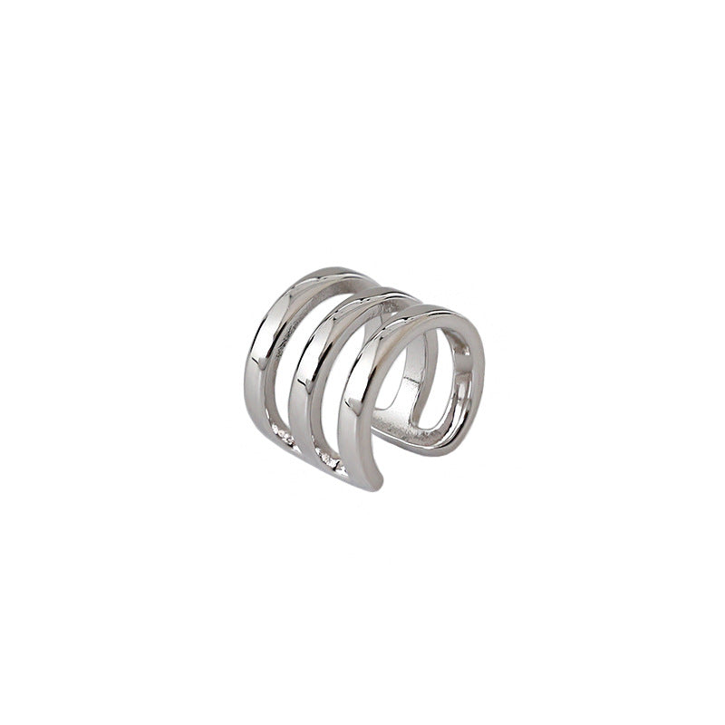 Fashion U Shape Three Layer 925 Sterling Silver Non-Pierced Earring(Single)