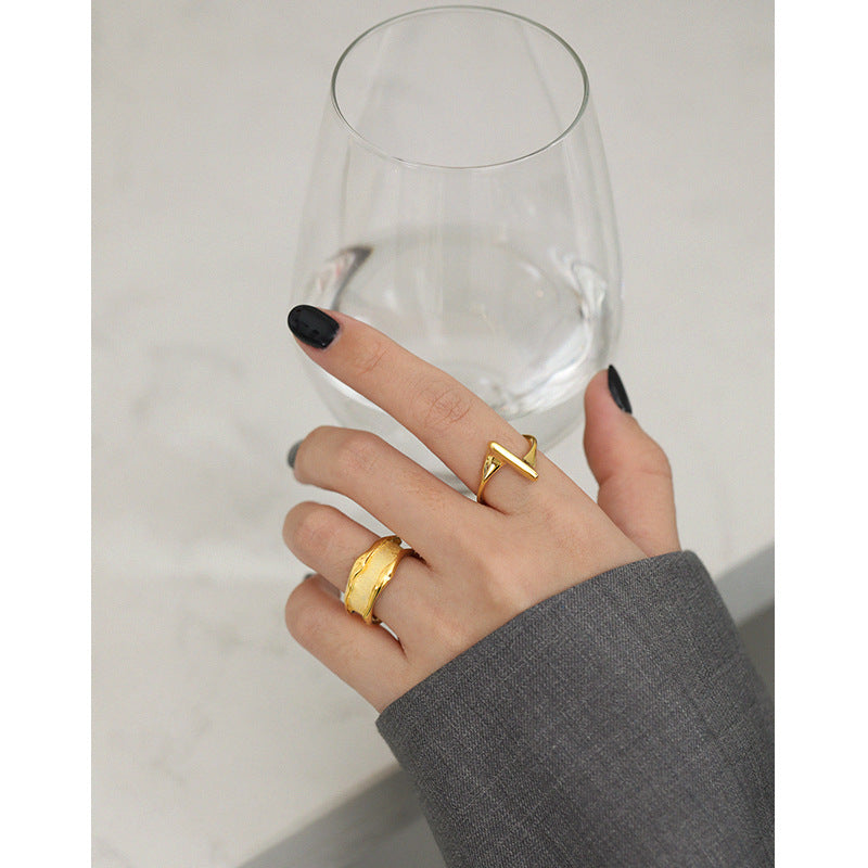 Fashion Wide Wave 925 Sterling Silver Adjustable Ring