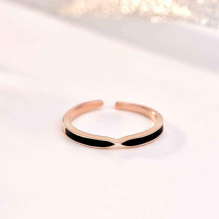 Simple Epoxy Lines Geometry 925 Sterling Silver Adjustable Ring