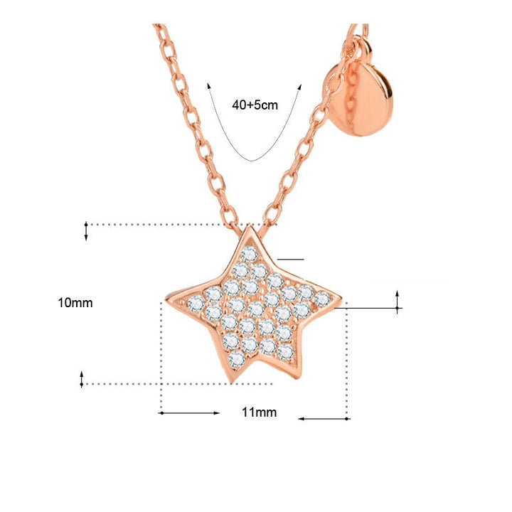 Cute CZ Lucky Star 925 Sterling Silver Necklace
