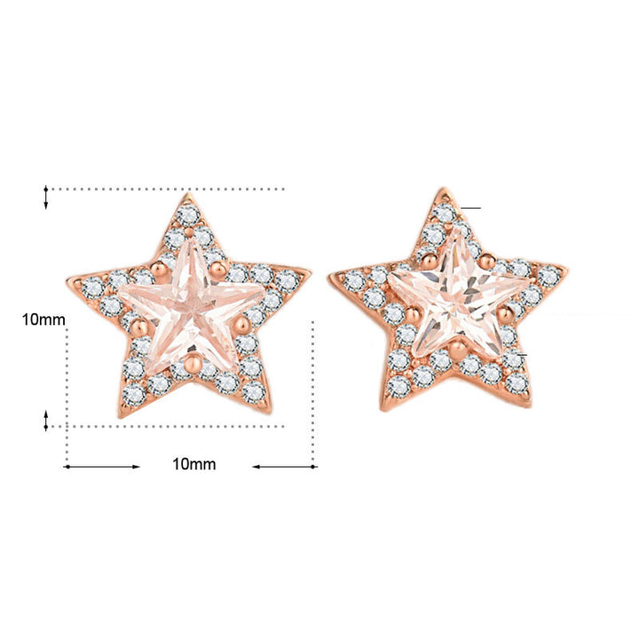 Sweet CZ Stars 925 Sterling Silver Stud Earrings