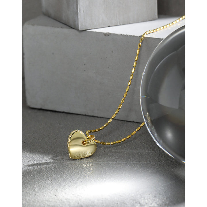 Women tube Beads Heart 925 Sterling Silver Necklace