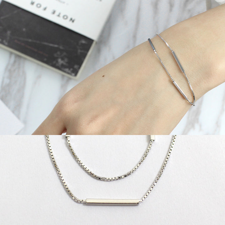 Modisches Doppelschicht Silber Armband
