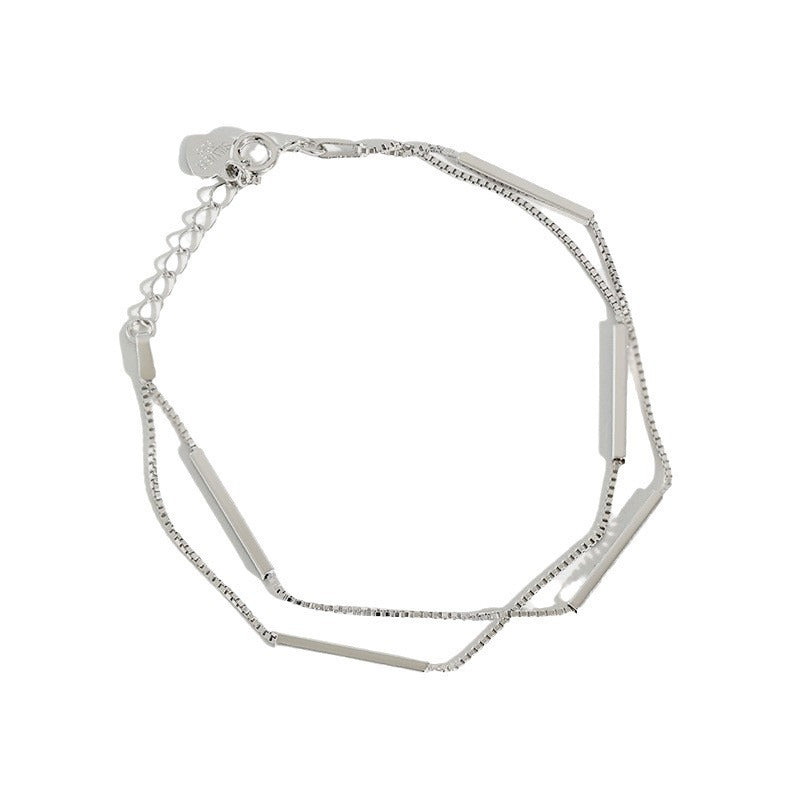 Modisches Doppelschicht Silber Armband